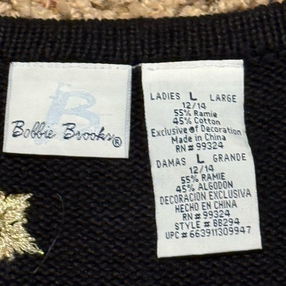 Vtg Bobbie Brooks Ladies Size Lg Christmas Sweater Vest Angels Gold Christmas - Picture 5 of 6